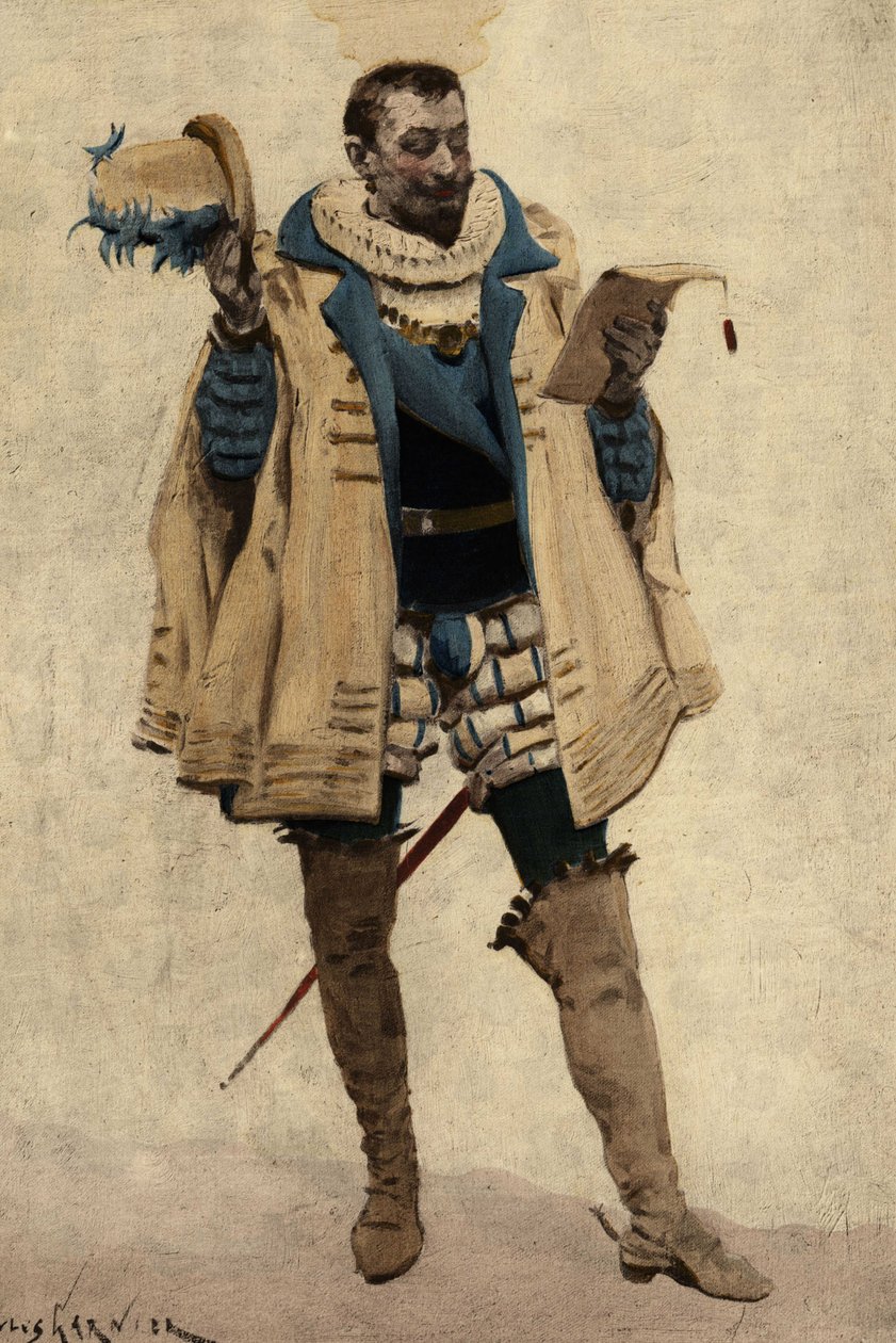 Pantagruel legge una lettera di suo padre, Gargantua. Pantagruel. Illustrazione di Jules Garnier. In "Rabelais e l