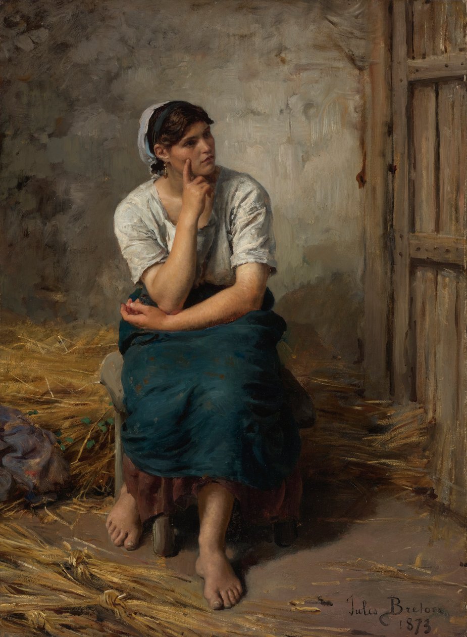 Francese: Paysanne au Repos Contadina che riposa da Jules Breton