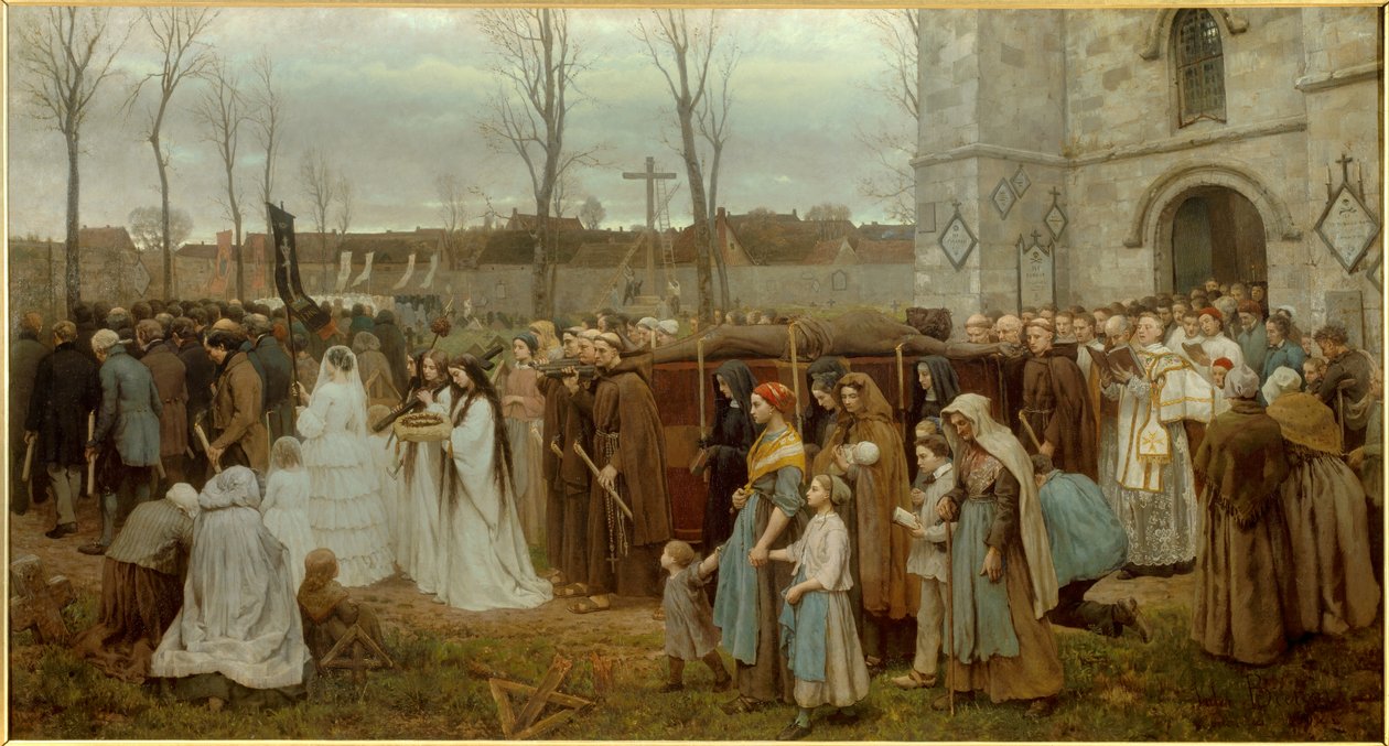 La piantagione di un calvario davanti a una chiesa bretone da Jules Breton