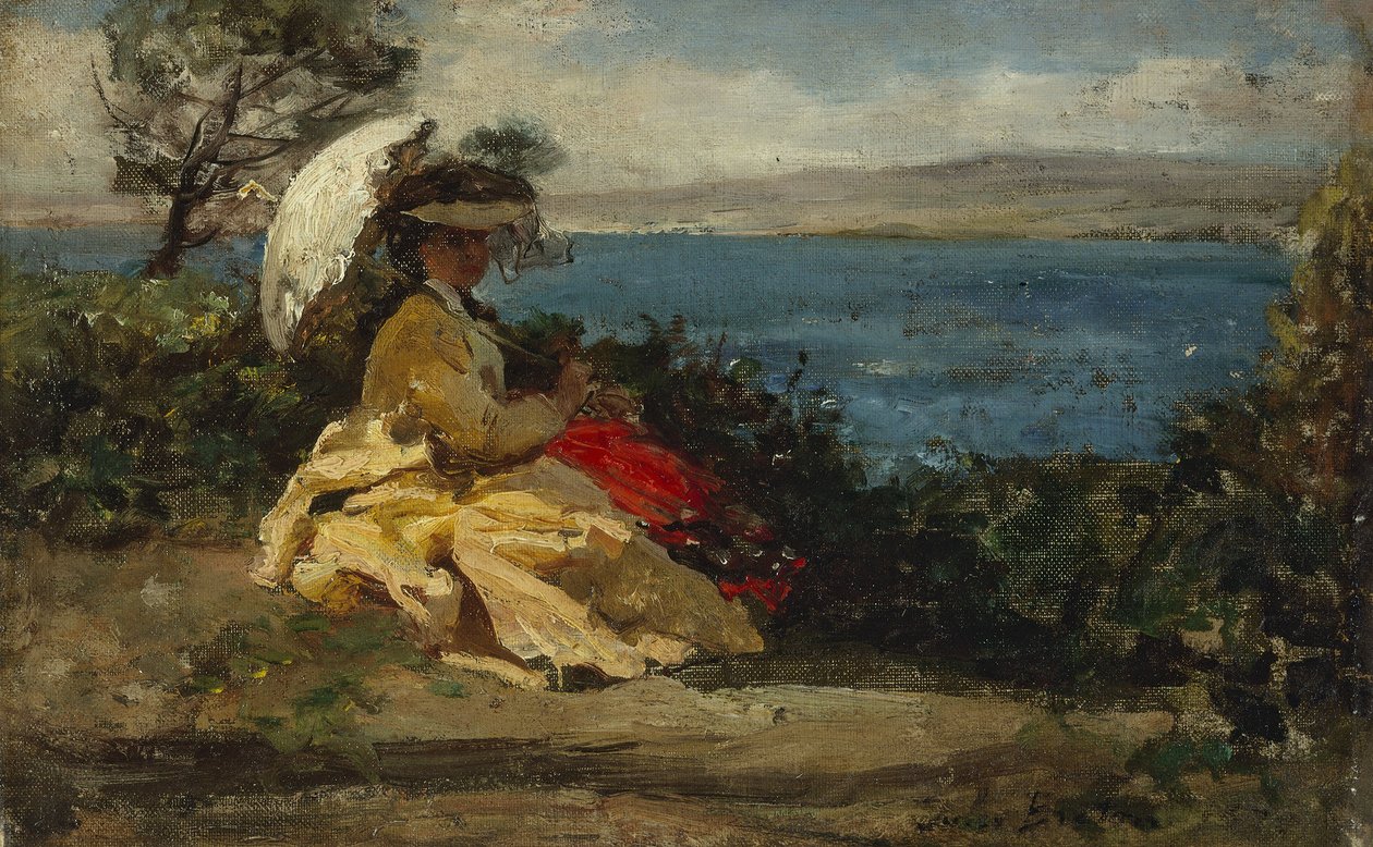 Donna con parasole, Baia di Douarnenez da Jules Breton