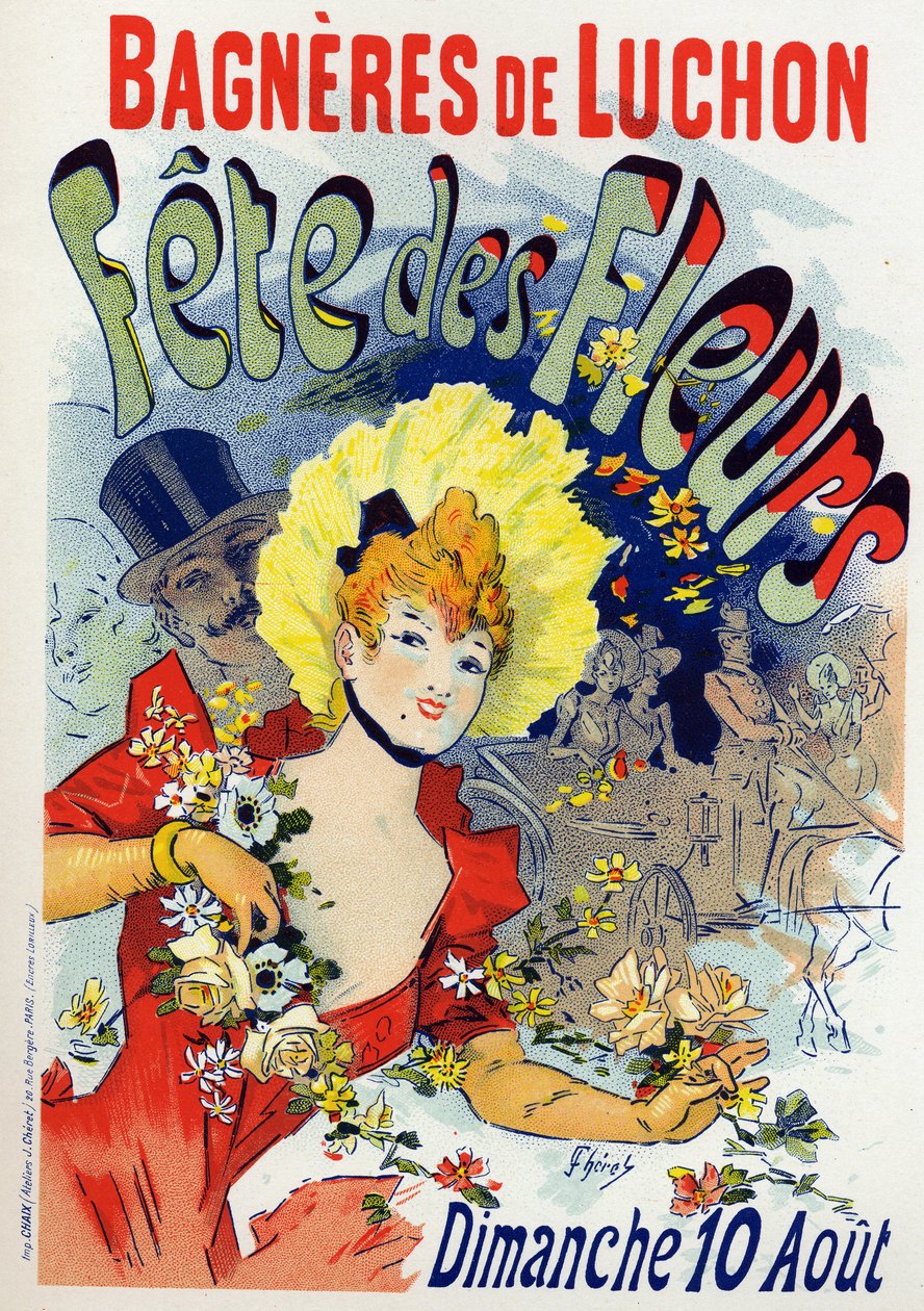 Arte. Intrattenimento. Festa dei fiori a Bagneres de Luchon. Poster di Jules Cheret, Francia, c.1895 (poster) da Jules Cheret