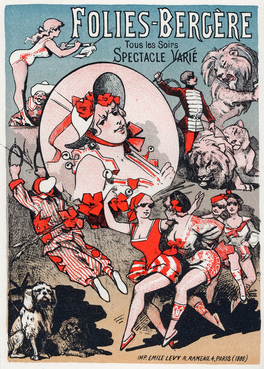 Arte. Intrattenimento. Spettacolo alle Folies Bergeres, Parigi. Poster di Jules Cheret, Francia da Jules Cheret