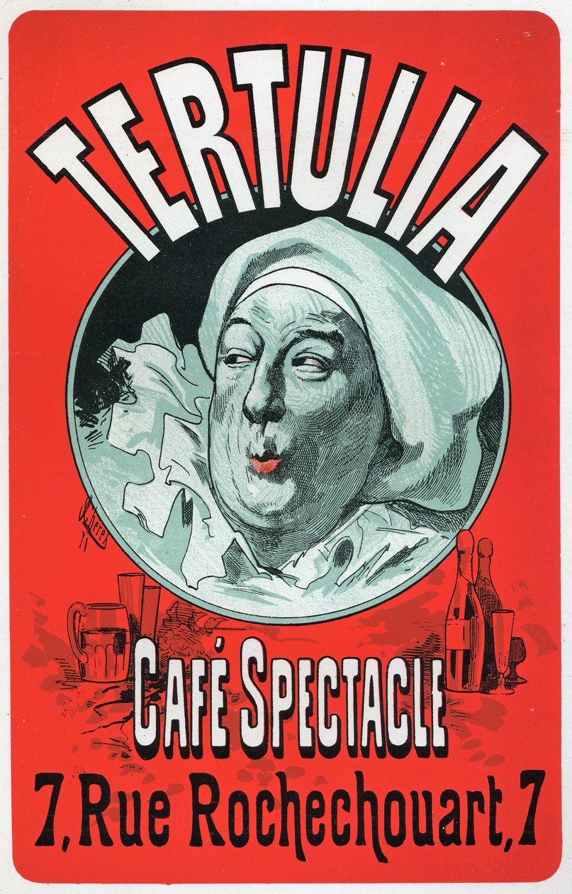 Arte. Intrattenimento. Tertulia, spettacolo al Café Spectacle, Parigi. Poster di Jules Cheret, c.1870 da Jules Cheret