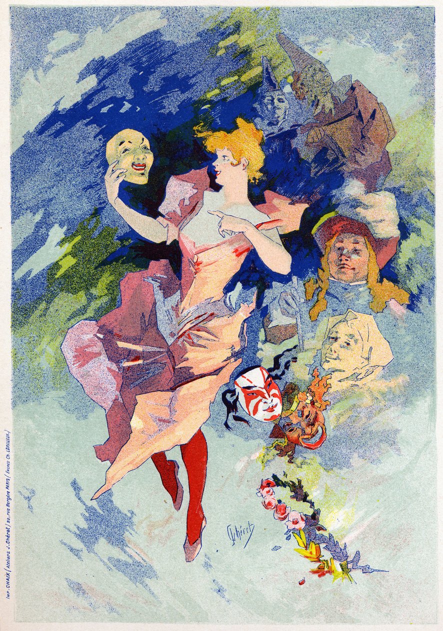 Allegoria della commedia, fine XIX secolo (illustrazione) da Jules Cheret