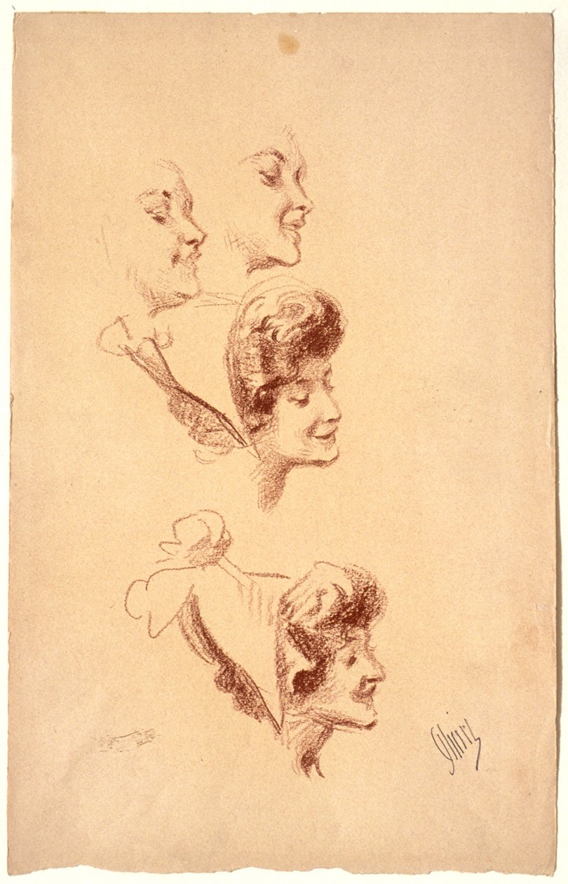 Vier Studien eines Frauenkopfes da Jules Cheret