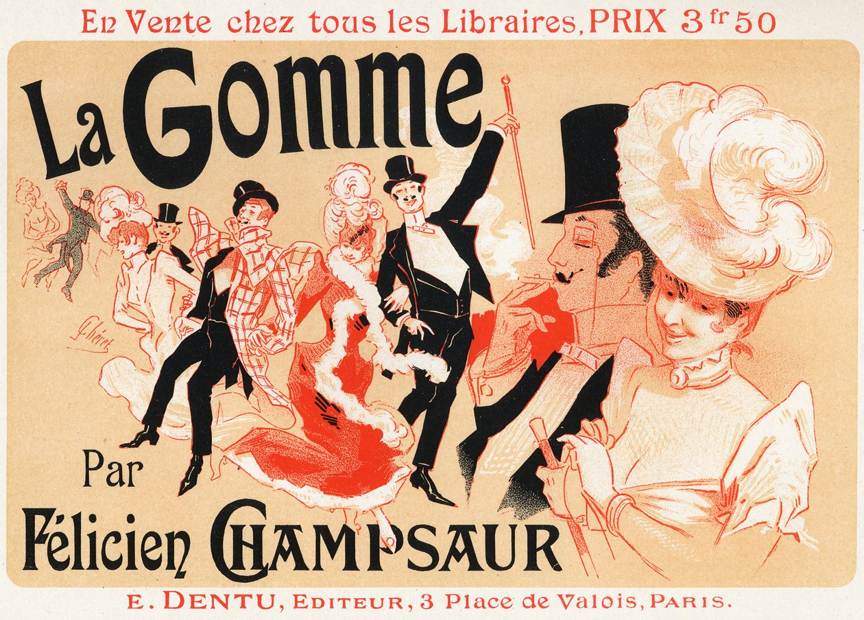 Stile di vita. Ballo a Parigi. Poster di Jules Cheret per la commedia: La Gomme, di Felicien Champsaur, c.1889. (poster) da Jules Cheret