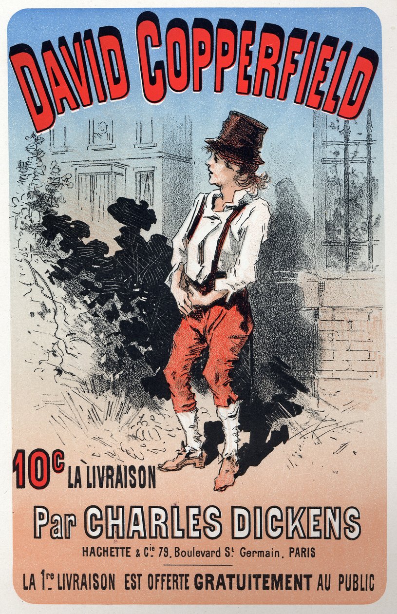 Letteratura. David Copperfield, di Charles Dickens. Poster di Jules Cheret per un