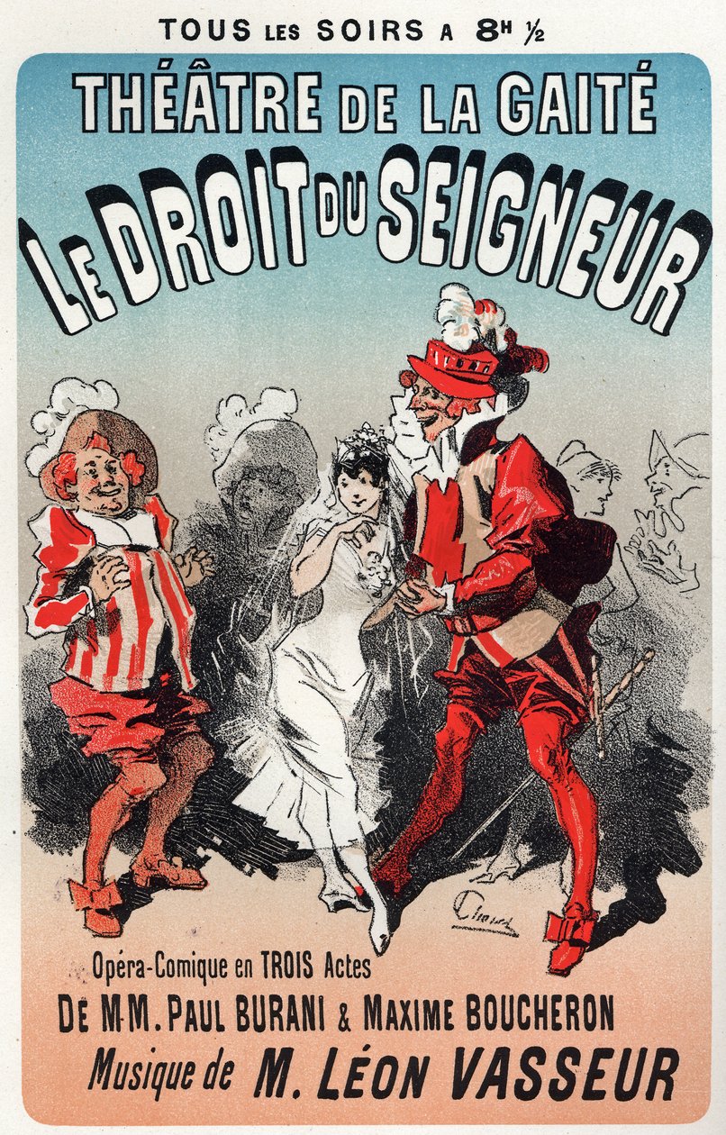Musica. Regola del Signore, operetta di Leon Vasseur. Poster di Jules Cheret per la prima rappresentazione al Théâtre de la Gaîté, Parigi, Francia da Jules Cheret