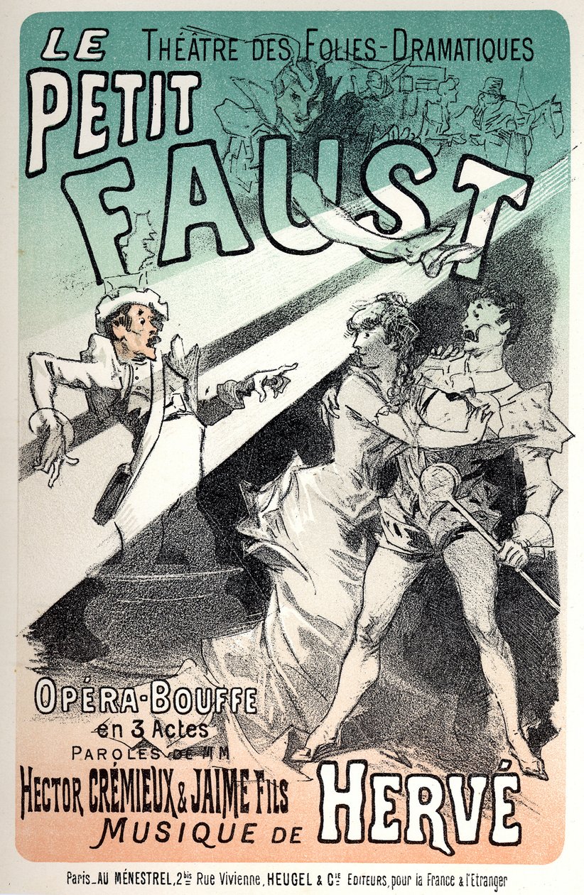 Musica. Il piccolo Faust, operetta di Herve. Poster di Jules Cheret per una rappresentazione a Parigi da Jules Cheret