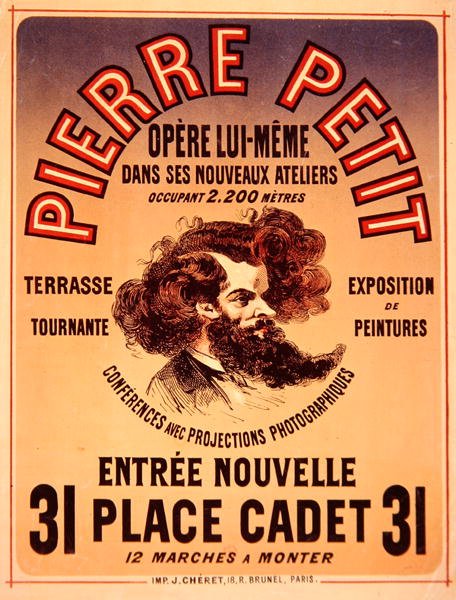 Poster pubblicitario dei nuovi studi di Pierre Petit da Jules Cheret