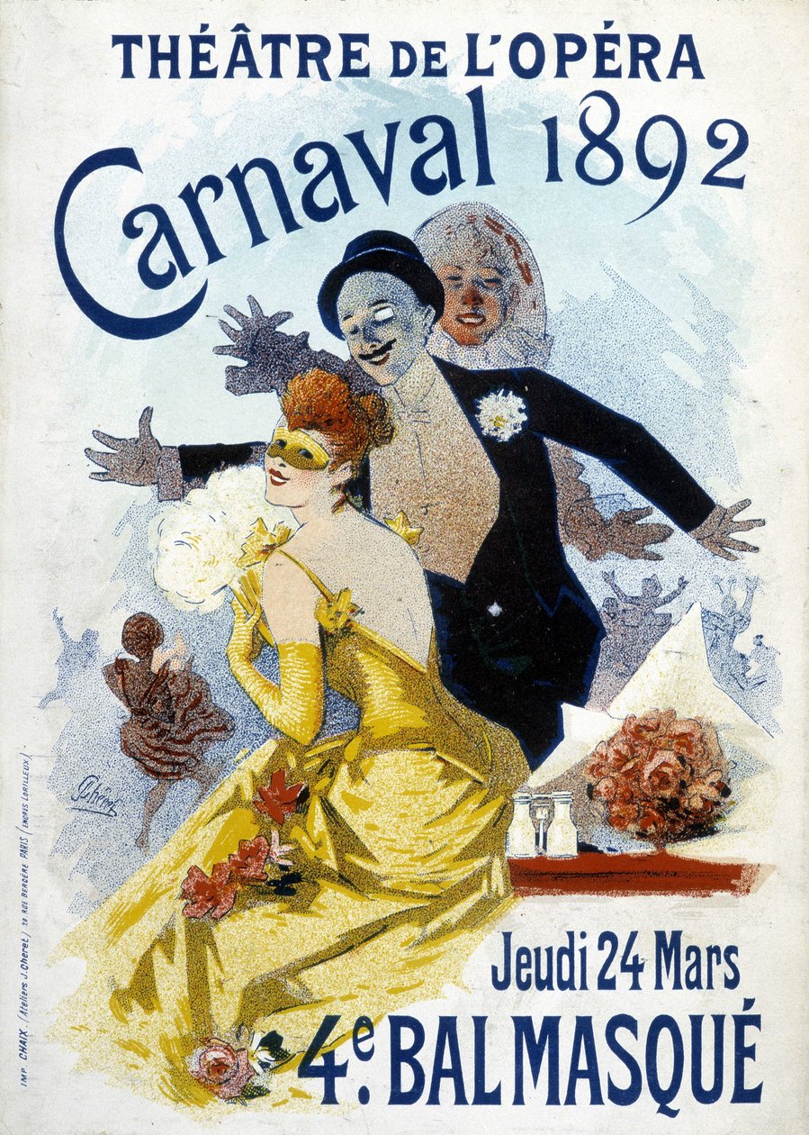 Poster di Cherret per il carnevale del 1892 al teatro dell