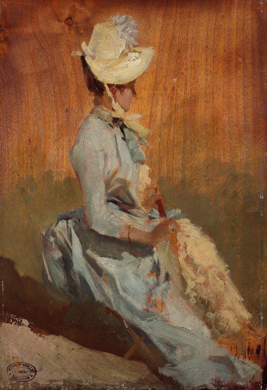 Signora seduta, 1879-84 circa (olio su tavola) da Jules Cheret