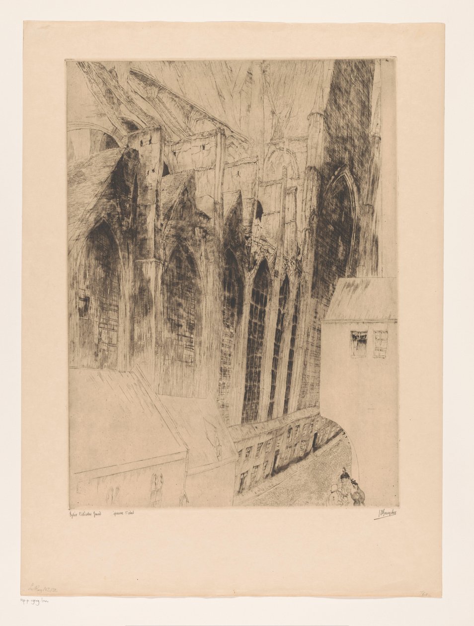 Veduta della facciata laterale della Chiesa di San Nicola a Gand da Jules De Bruycker (signed by artist)