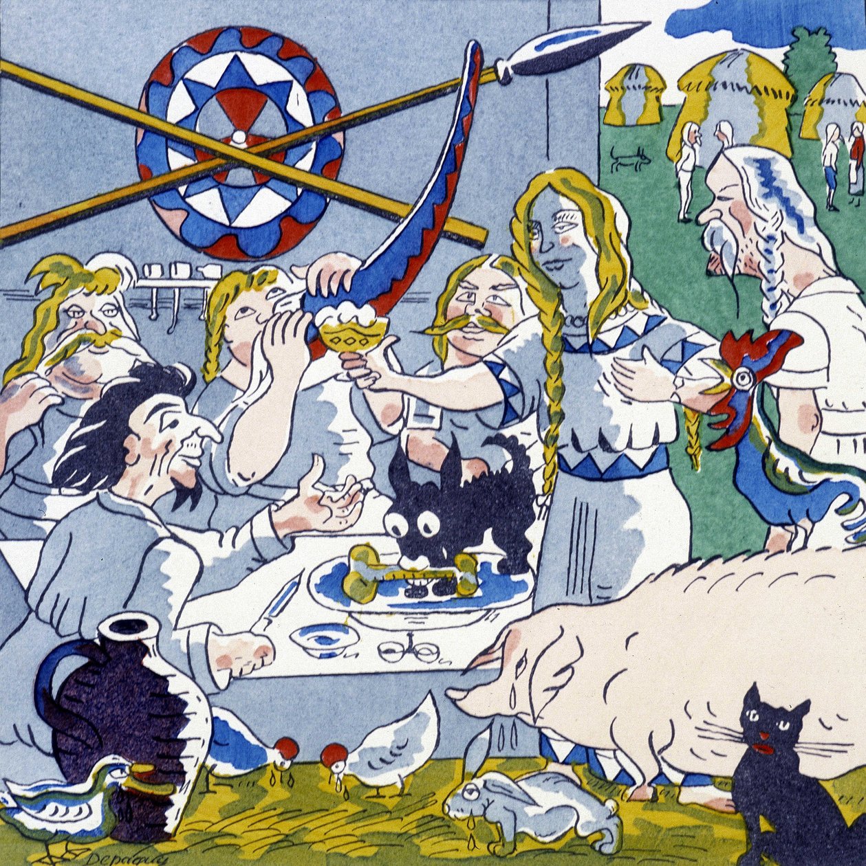 Festino (banchetto gallico), in La Gaule et les Gauls, storia della Francia di Jules Depaquit da Jules Depaquit