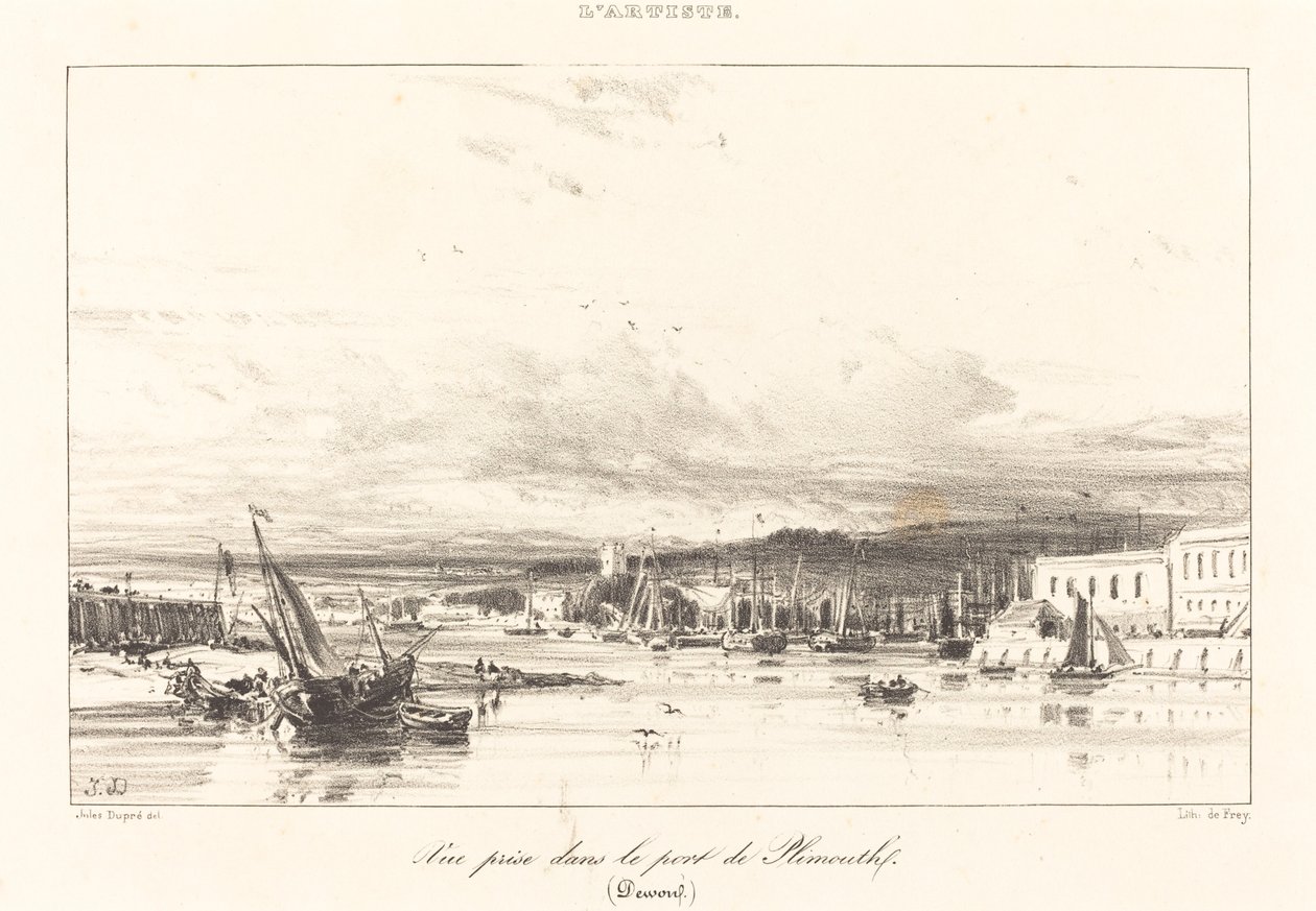 Veduta nel Porto di Plymouth da Jules Dupré