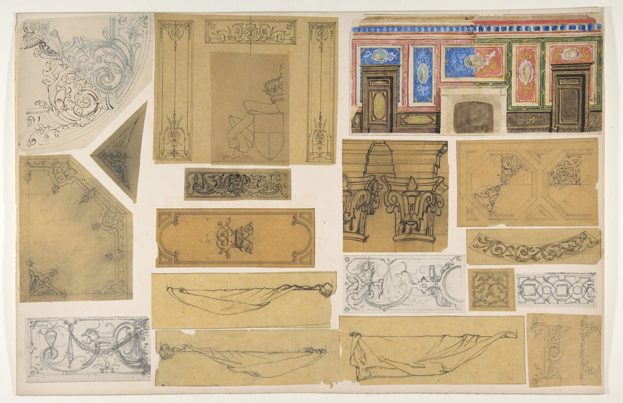 Diciannove disegni per la decorazione dipinta di interni, 1830-97 da Jules Edmond Charles Lachaise and Eugène Pierre Gourdet