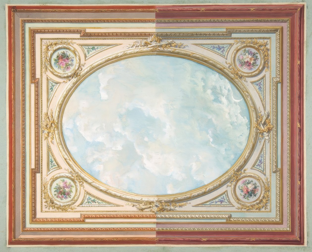 Progetto per un soffitto con cielo trompe l