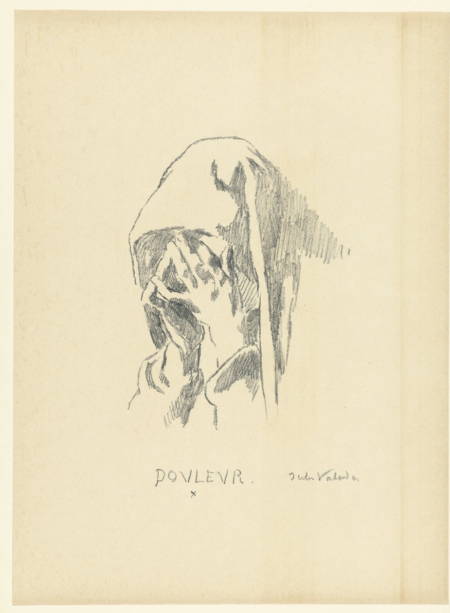 Testa di donna in lutto con il viso tra le mani da Jules Emmanuel Valadon