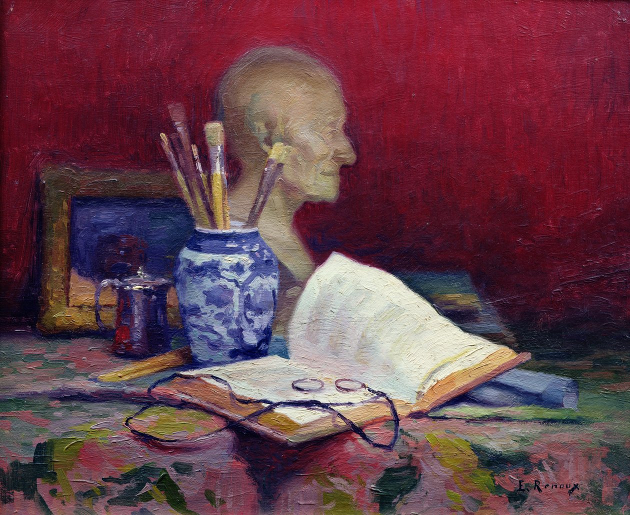 Natura morta con testa di Voltaire da Jules Ernest Renoux