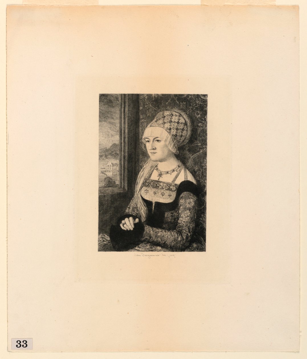 Ritratto di una giovane donna, da "Acqueforti di quadri nel Metropolitan Museum, New York" da Jules Ferdinand Jacquemart