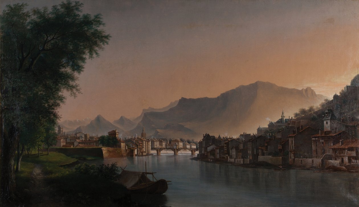 Veduta di Grenoble nel XIX secolo da Jules Jean Baptiste Guedy