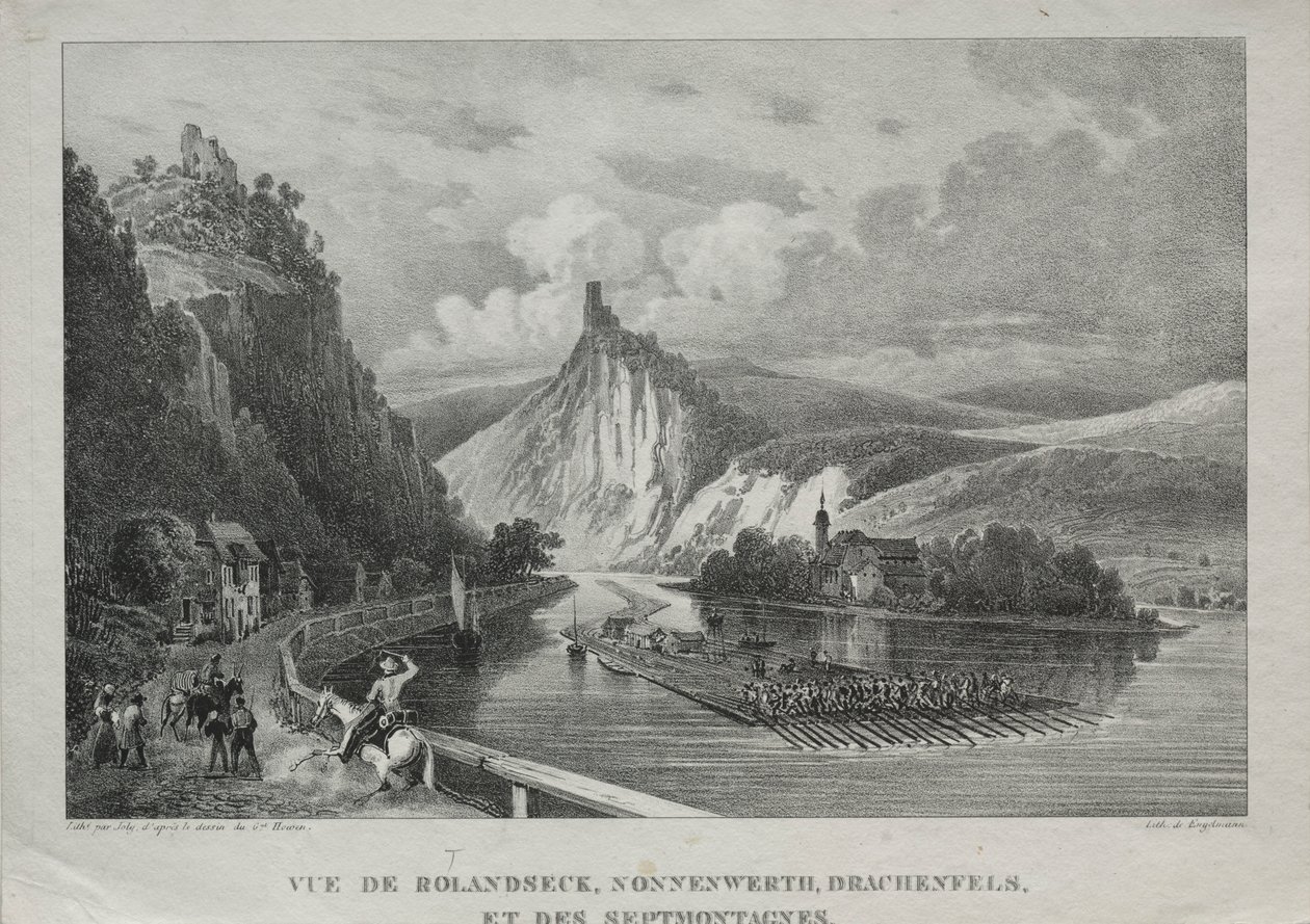 Veduta di Rolandseck, Nonnenwerth, Drachenfels e Siebenbirge da Jules Jean Baptiste de Joly