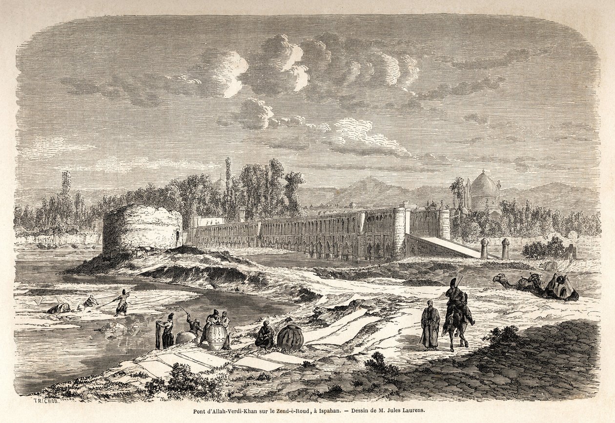 Il ponte Allah Verdi Kahn, eretto intorno al 1608, a Isfahan (Iran) da Jules Joseph Augustin Laurens