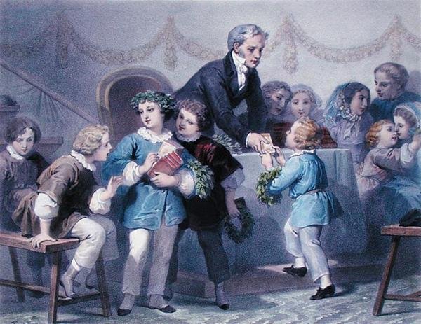 La cerimonia di premiazione, inciso da Henier, Bettannier e Morlon da Jules Marie (after) Desandre