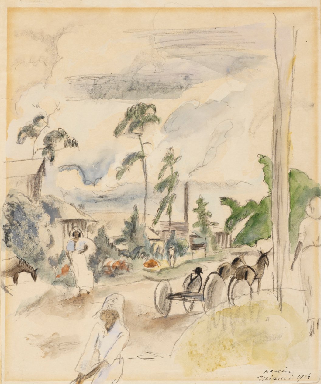 Paesaggio con figure, Miami, 1916 da Jules Pascin