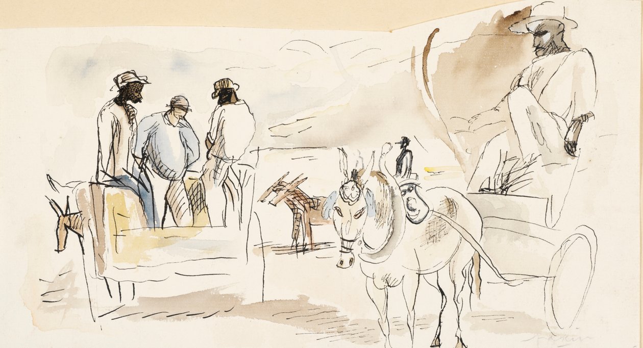 Schiavi e due carri da Jules Pascin