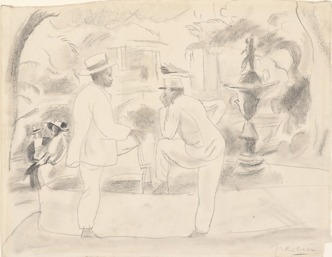 Due uomini nel parco da Jules Pascin