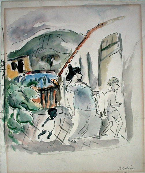 Donna e due bambini da Jules Pascin