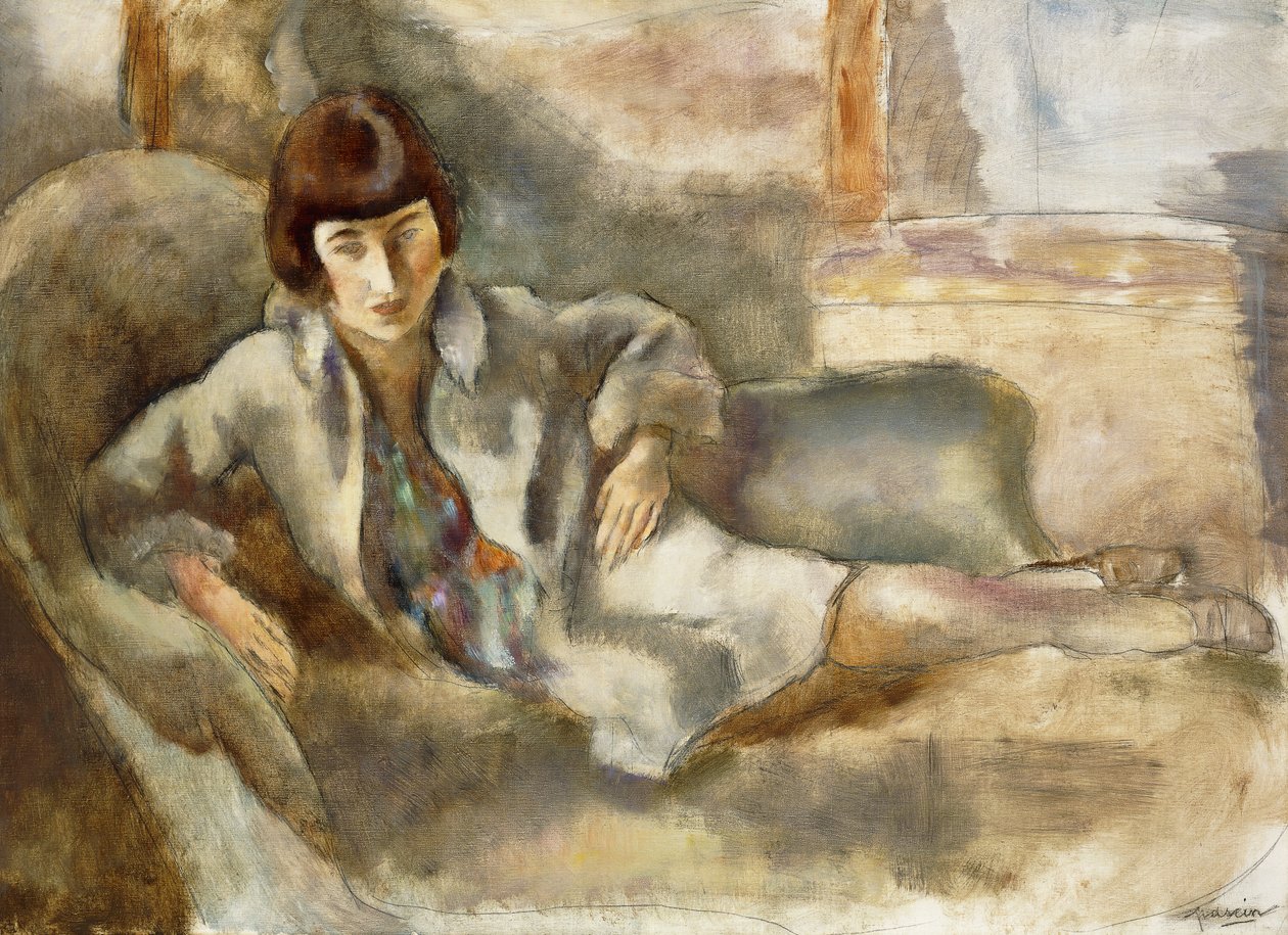 Donna su un divano; La Dame au Canape, c.1927 da Jules Pascin