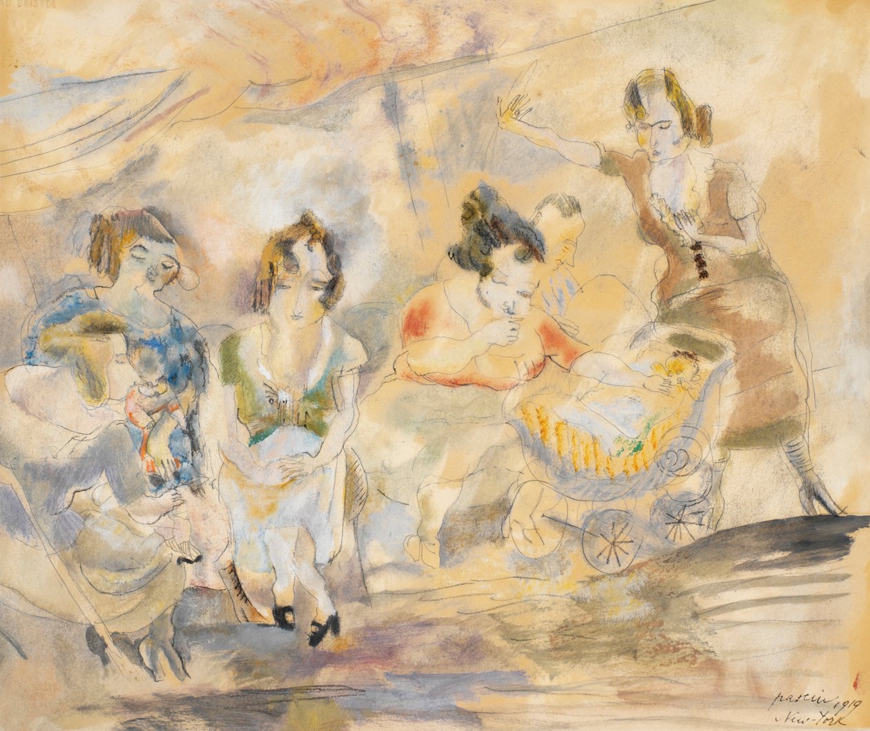 Donna con carrozzina, New York, 1919 da Jules Pascin