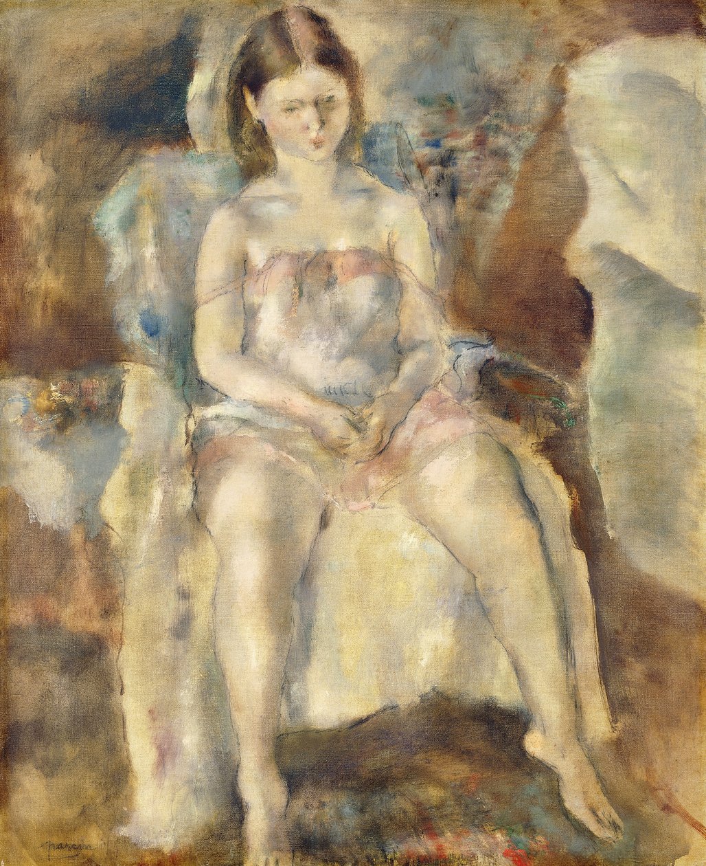 Giovane ragazza seduta da Jules Pascin