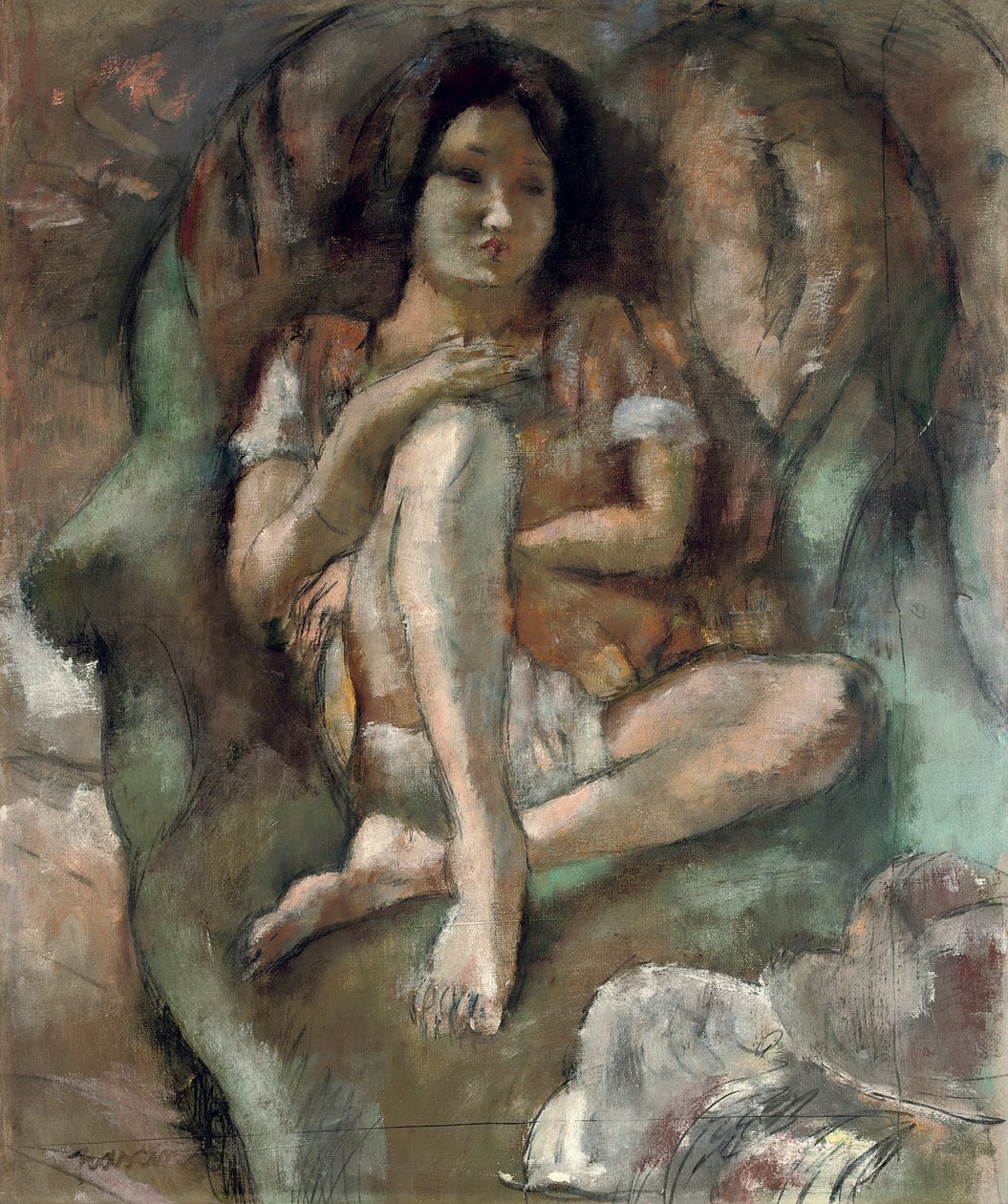 Giovane ragazza in poltrona da Jules Pascin