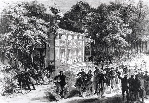 Una corsa di velocipedi al Pré Catelan, c.1860-70 da Jules Pelcoq
