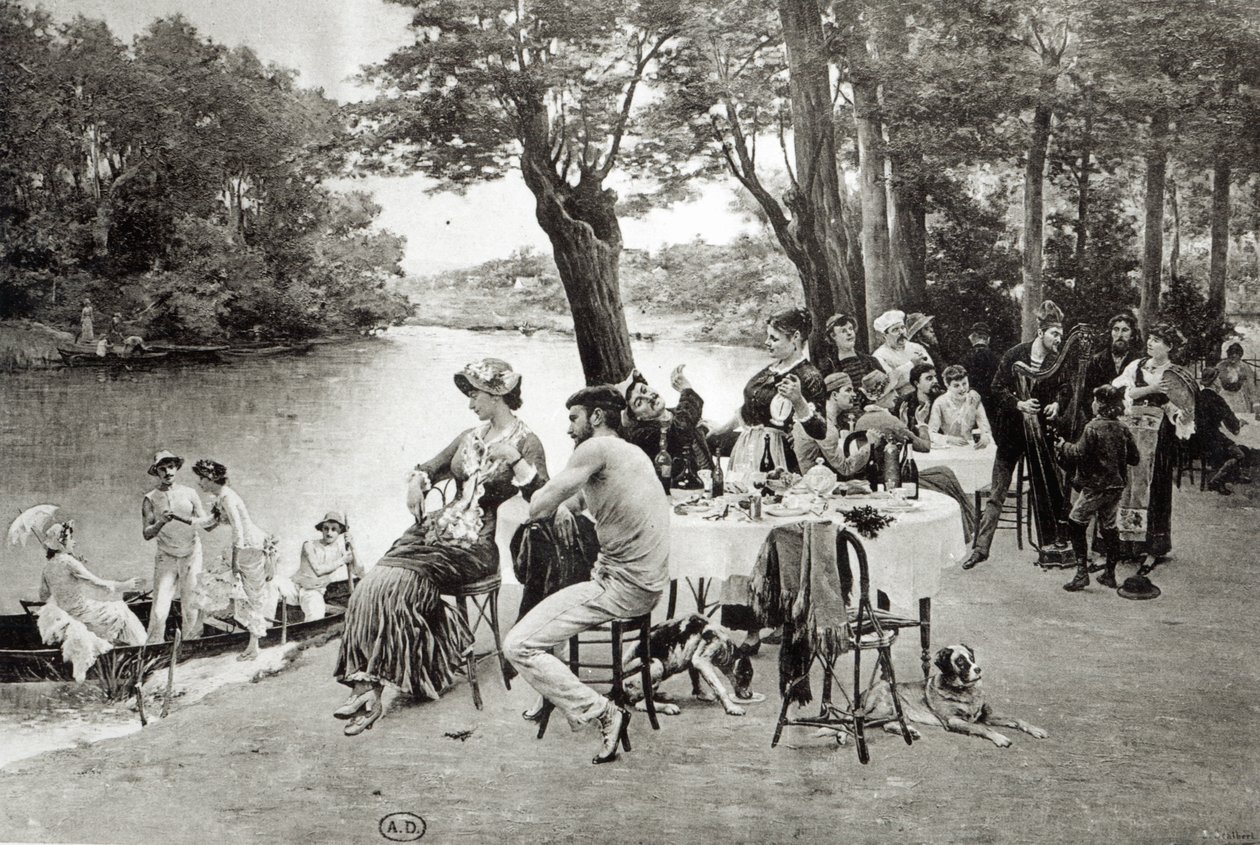 Scena sulla riva del fiume Marna da Jules Scalbert