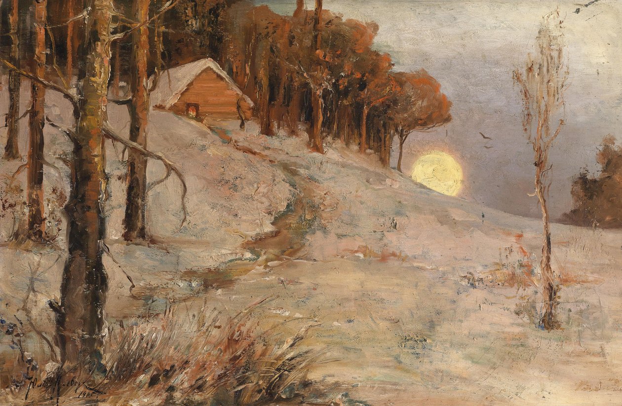 Foresta invernale nei raggi del sole serale, 1902 da Juli Julievich Klever