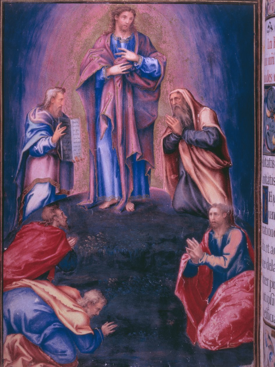 Trasfigurazione, da un facsimile del Breviario di Re Filippo II di Spagna, 1569 da Julian and Leon, Andres de Fuente del Saz
