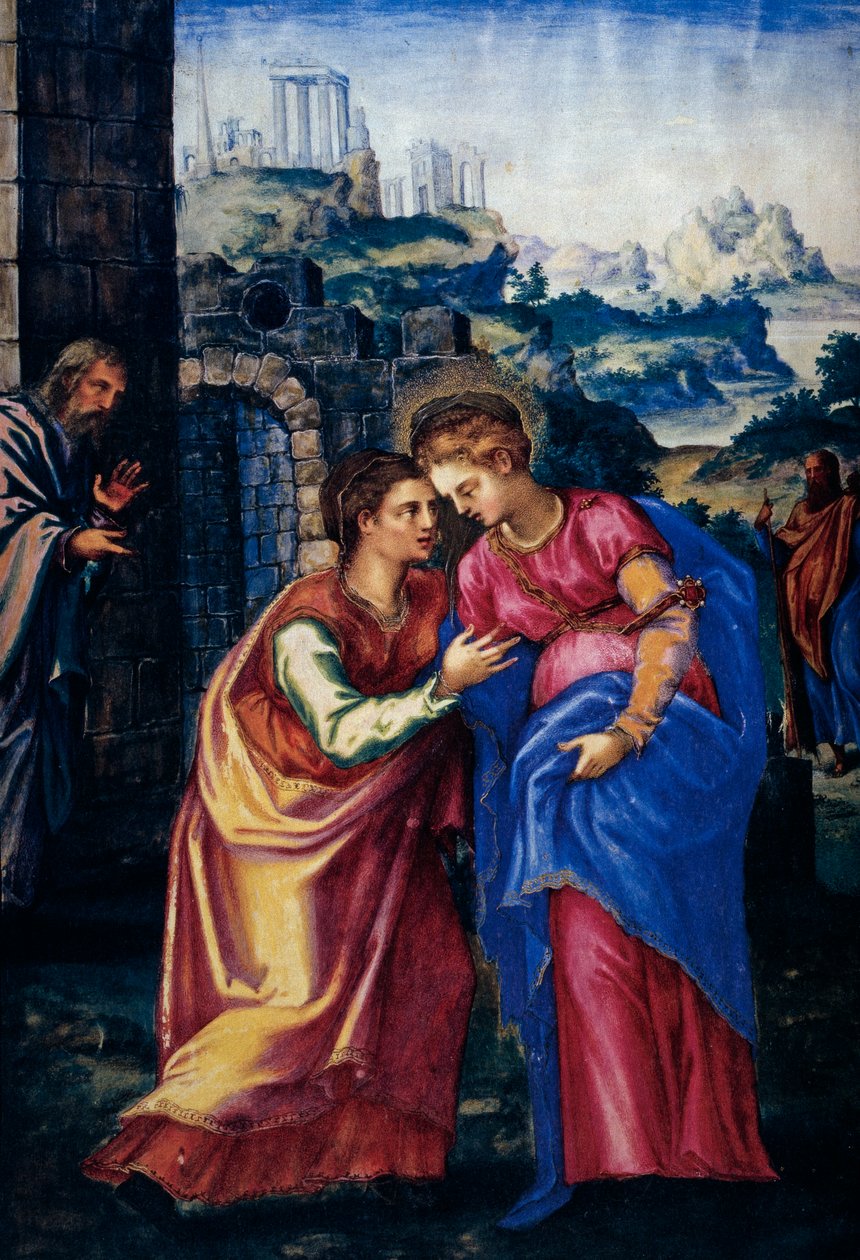 Visitazione, da un facsimile del Breviario di re Filippo II di Spagna, 1569 da Julian and Leon, Andres de Fuente del Saz