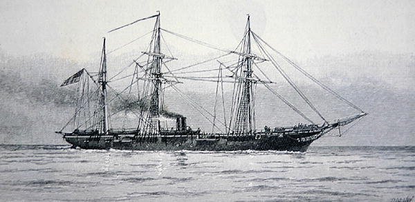 Sloop da guerra degli Stati Uniti "Kearsage" della Marina Federale (incisione) da Julian Oliver (after) Davidson