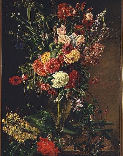 Fiori in un vaso di vetro da Julie Wilhelmine Hagen Schwarz