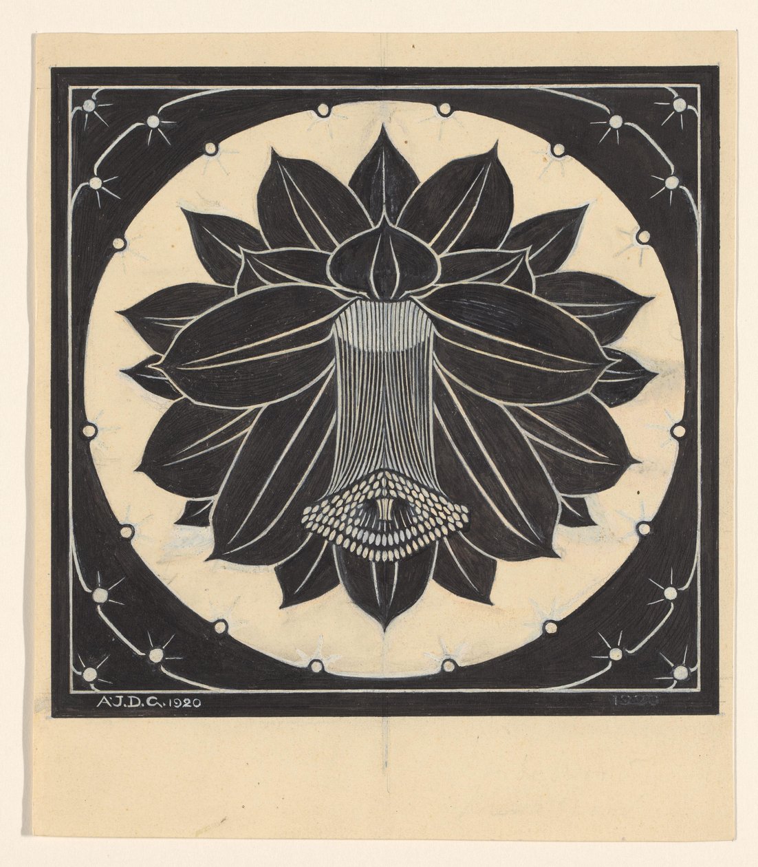 Fiore in cornice quadrata con forme stellate da Julie de Graag (signed by artist)