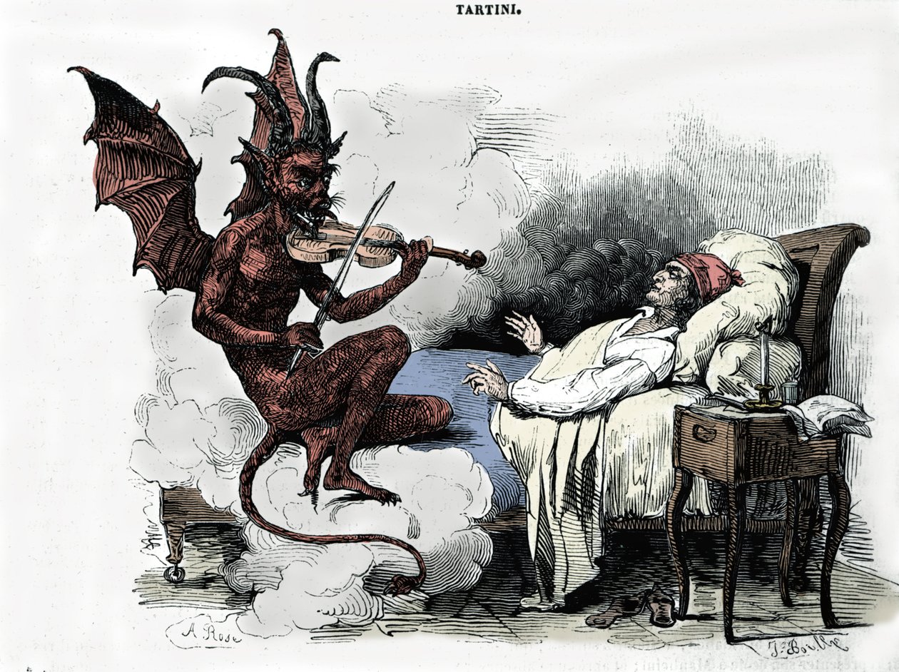 Il sogno del compositore Giuseppe Tartini: nella sua “Sonata delle trille del Diavolo”, il compositore sogna di fare un patto con il diavolo per il prezzo della sua anima, gli affida il suo violino e il diavolo suona da Julien Leopold Boilly
