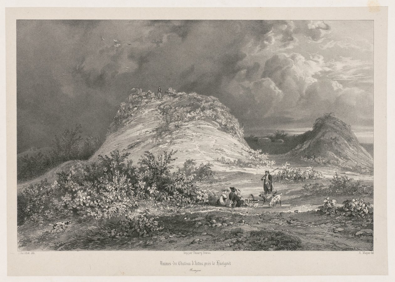Rovine del castello di Artns vicino a huelgoet, Bretagna da Julien Louis Jacottet