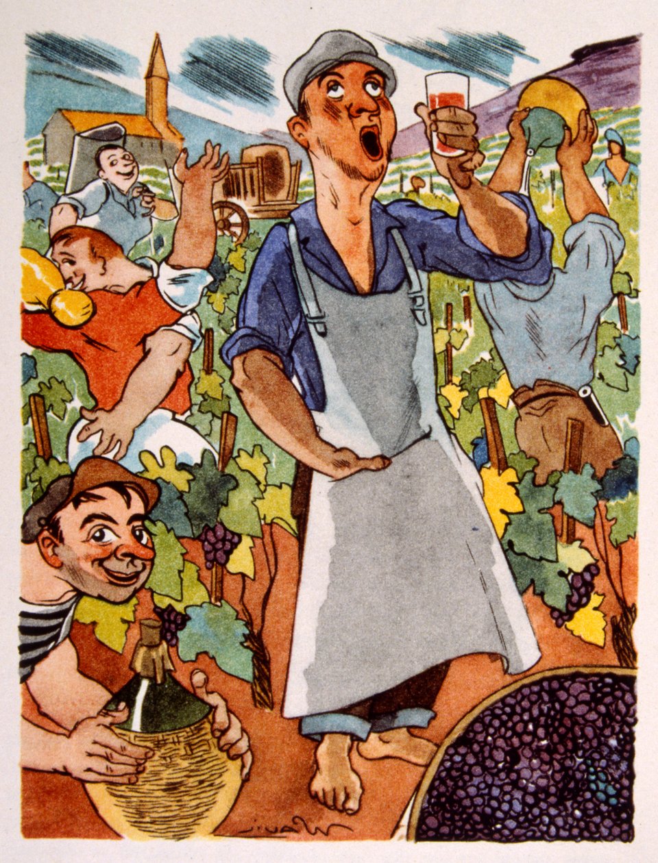 Vigneto francese. 1944. Illustrazione di Julien Pavil da Julien Pavil