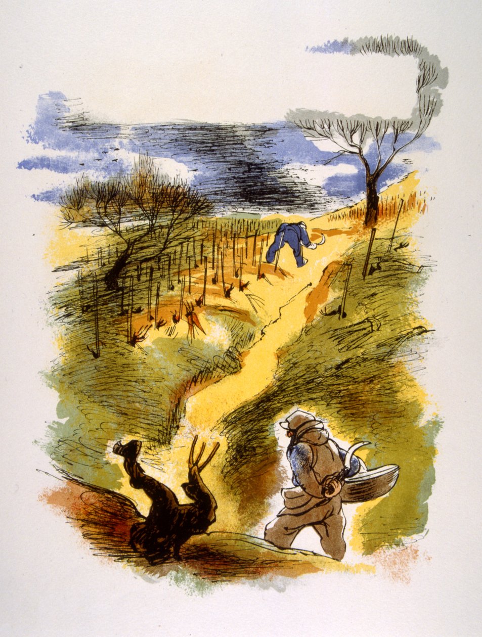Illustrazione umoristica sul vino 1946. Illustrazione di Julien Pavil da Julien Pavil