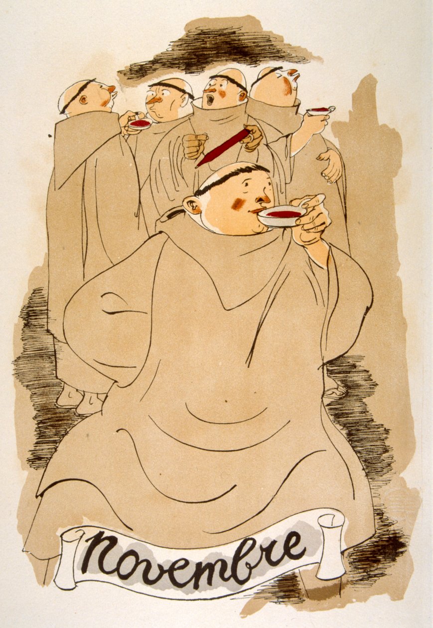 Illustrazione umoristica del vino 1946. Illustrazione di Julien Pavil da Julien Pavil