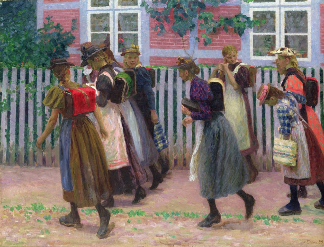 Ragazze sulla strada per la scuola, 1899 da Julius August Friedrich Theodor von Ehren